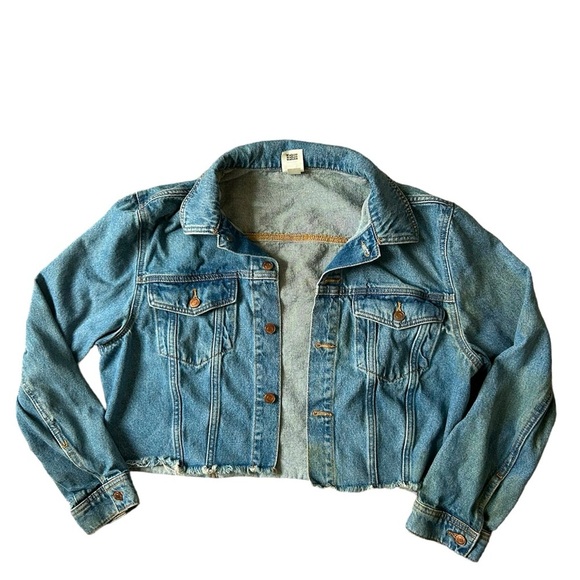 Victoria’s Secret PINK distressed hem denim jean jacket size medium - Picture 1 of 12